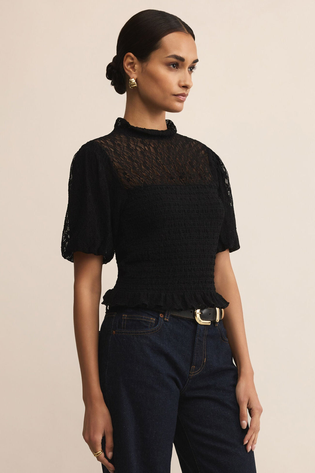 Glimpse Lace Top - Black