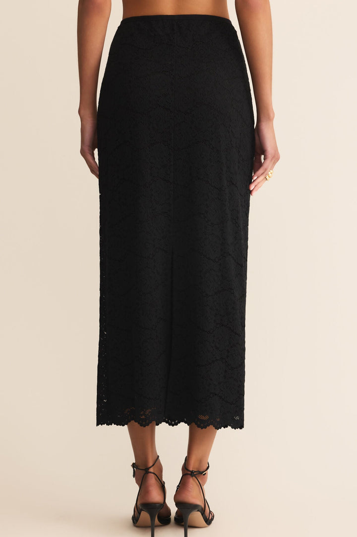 Via Lace Midi Skirt - Black