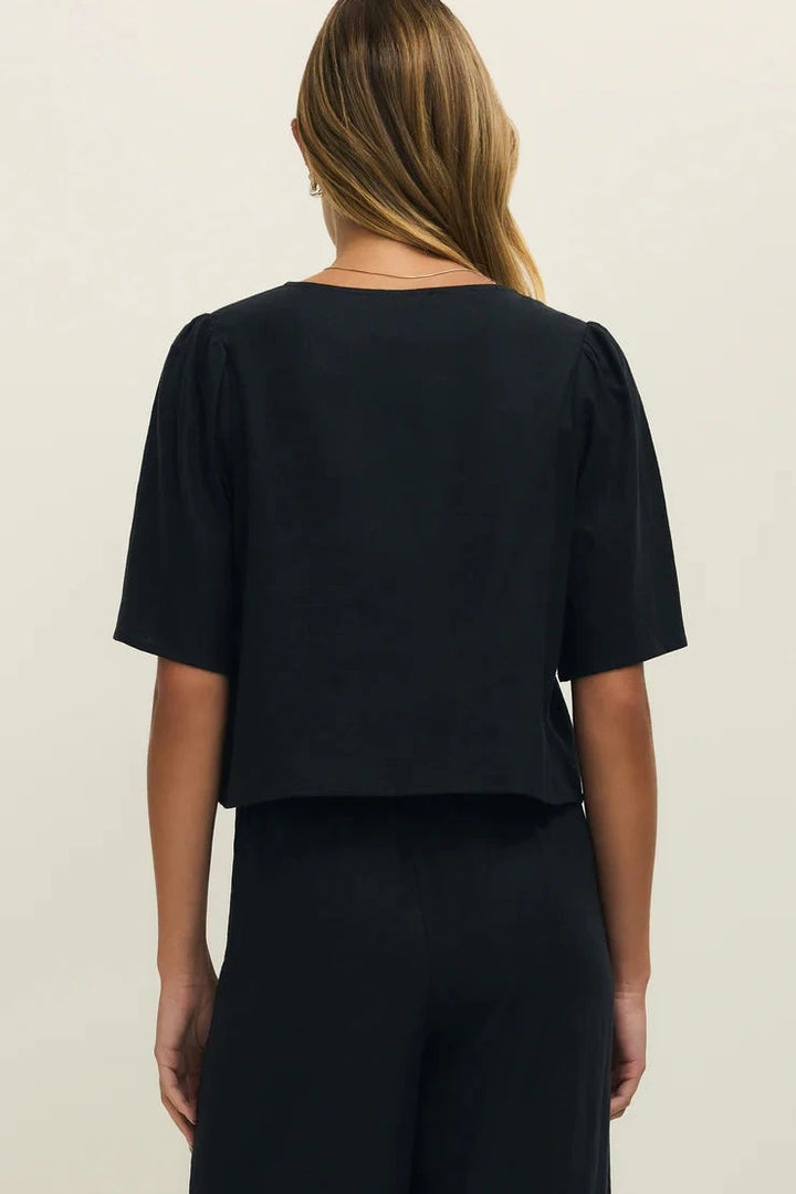 La Belle Linen Top - Black