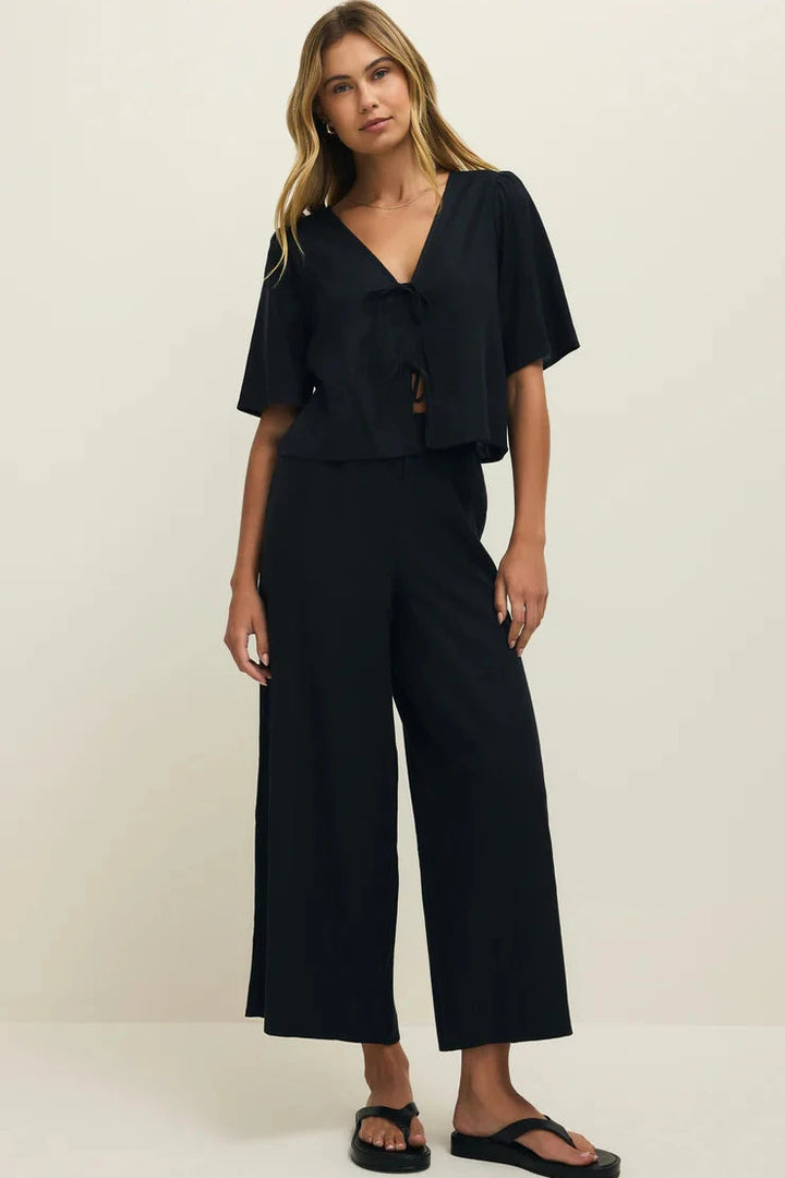 La Belle Linen Top - Black