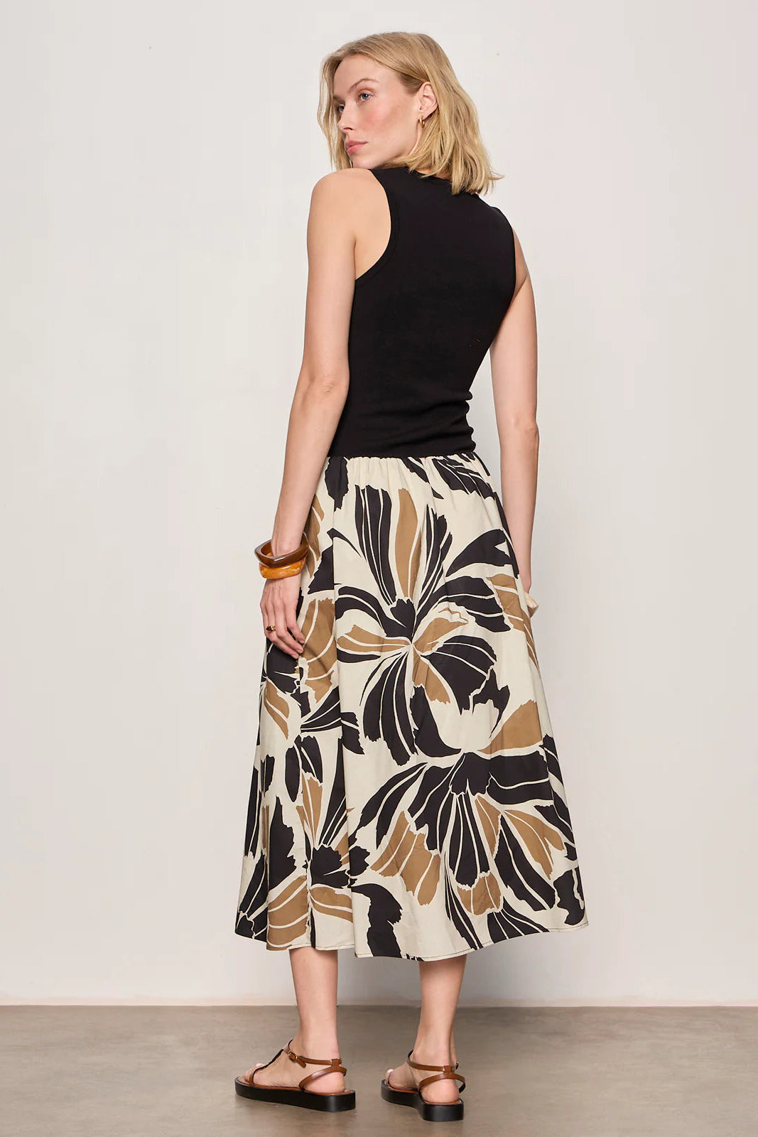 Sandbar Mixed Media Midi Dress Lotus/Black