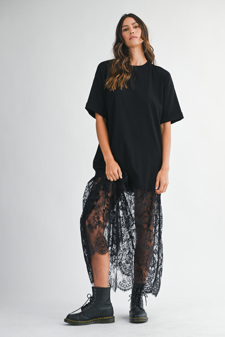 Paige Lace Skirt Maxi Dress - Black