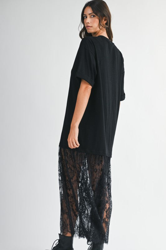 Paige Lace Skirt Maxi Dress - Black