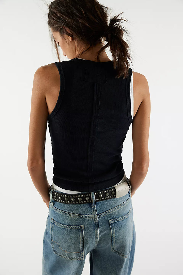 Neria V-neck Tank Top - Black