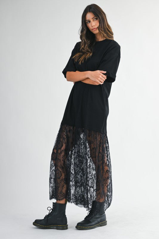 Paige Lace Skirt Maxi Dress - Black