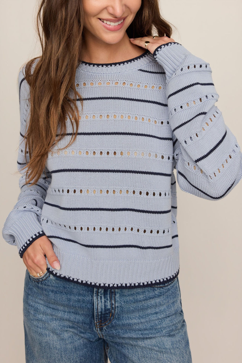 Light blue eyelet pointelle sweater - Z Supply Darby