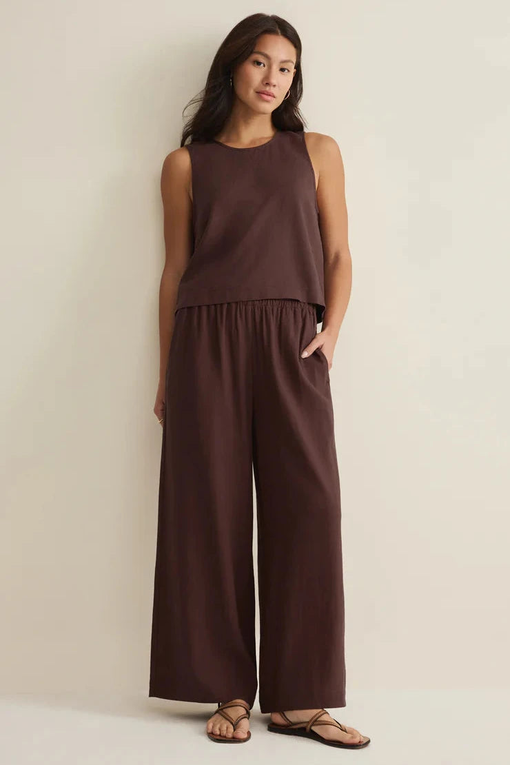 Scout Linen Pant - Chocolate Cherry