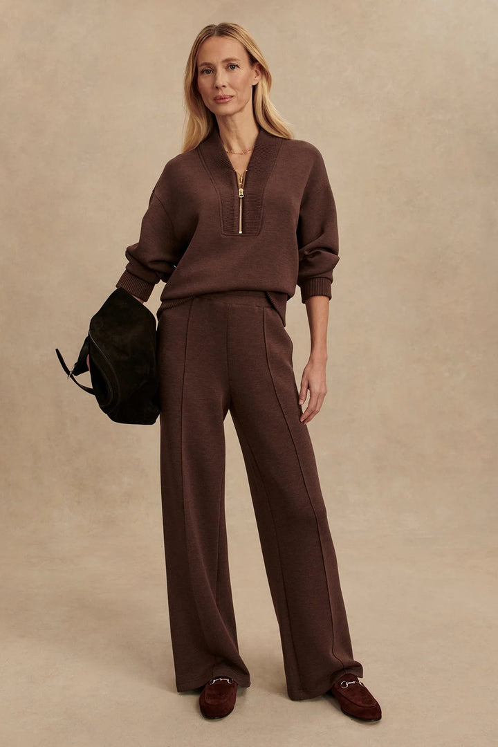 Sally Half Zip Sweat - Coffee Bean Marl
