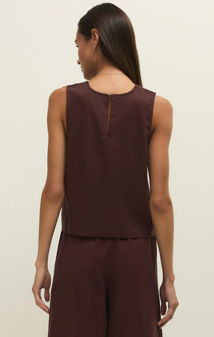 Sloane Linen Tank - Chocolate Cherry