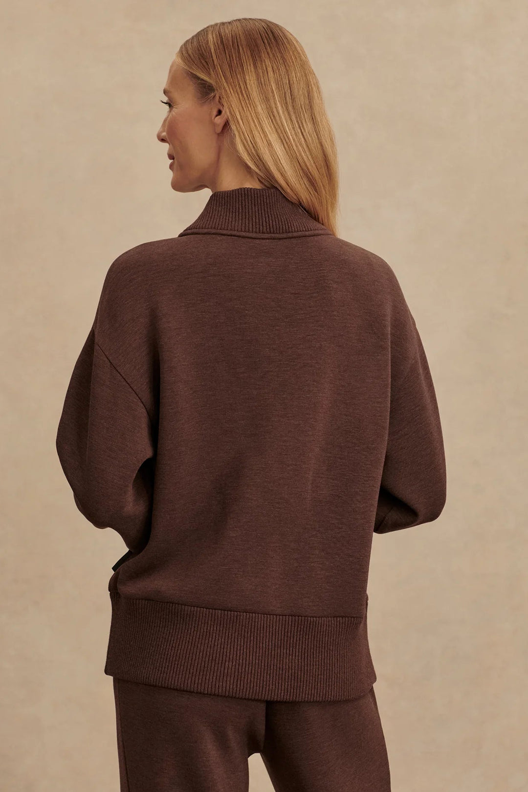 Sally Half Zip Sweat - Coffee Bean Marl