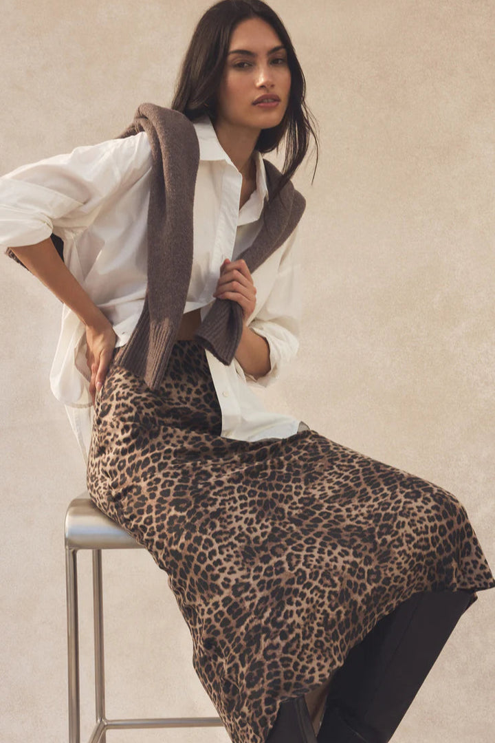 Izabel Leopard Skirt - Desert Tan