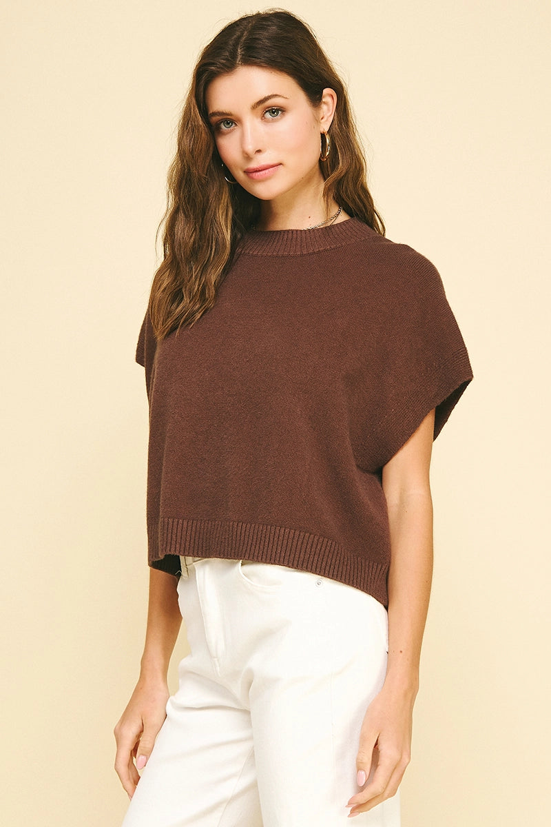 Elle Short Sleeve Knit - Espresso