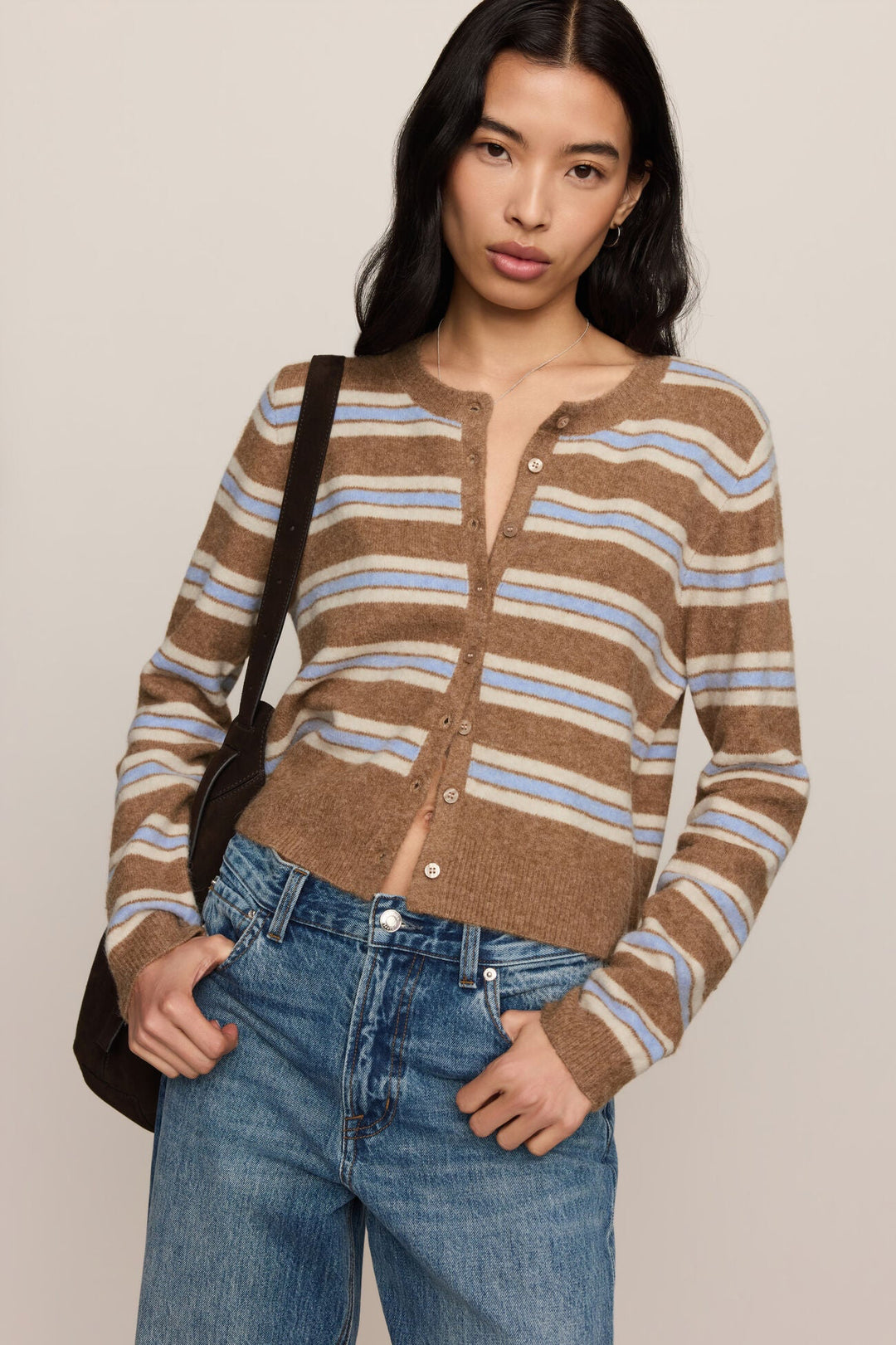 Medina Stripe Cardigan - Golden Caramel