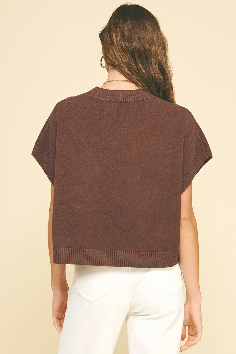 Elle Short Sleeve Knit - Espresso