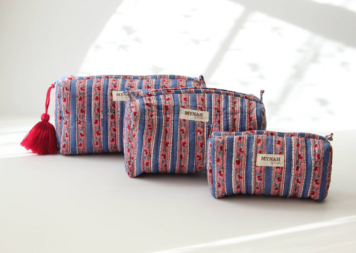 Nantucket stripes travel/makeup bag - Large