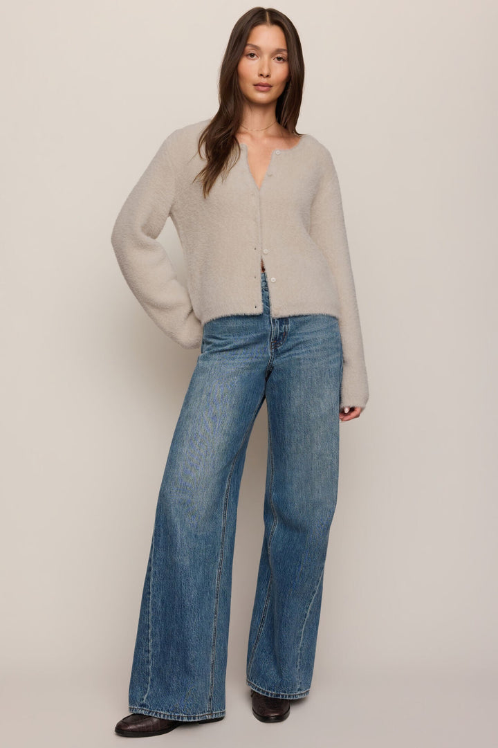 Winterglow Fluffy Cardigan - Frosted Pearl
