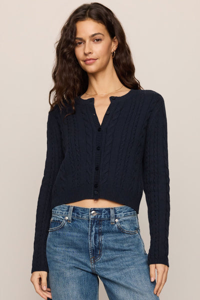 Z Supply Cera cable knit button-front cardigan in Eclipse navy