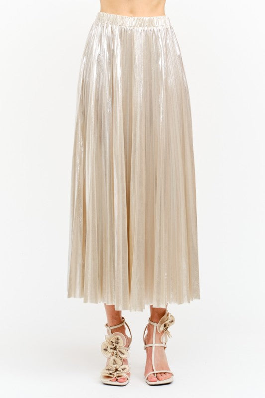 Alessandra Champagne Pleated Skirt