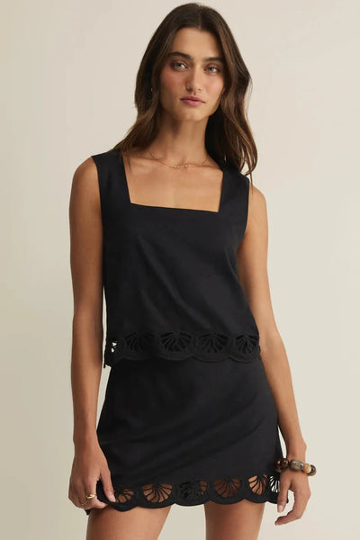 Charlene Embroidered Top - Black