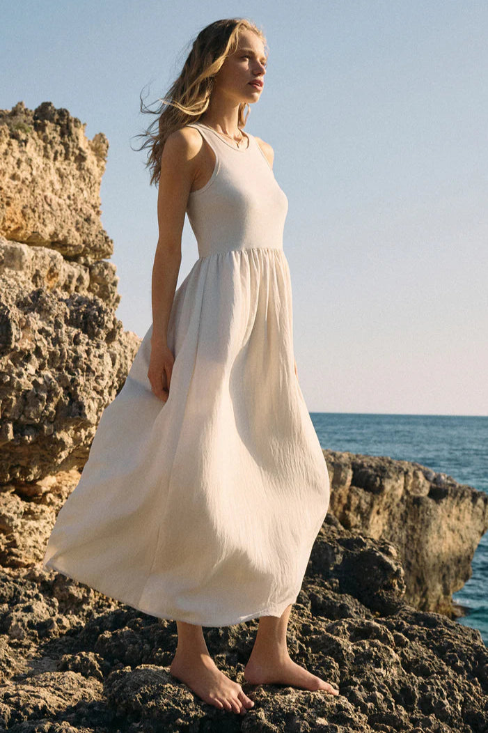 Charlotte Rib Midi Dress - Crystal