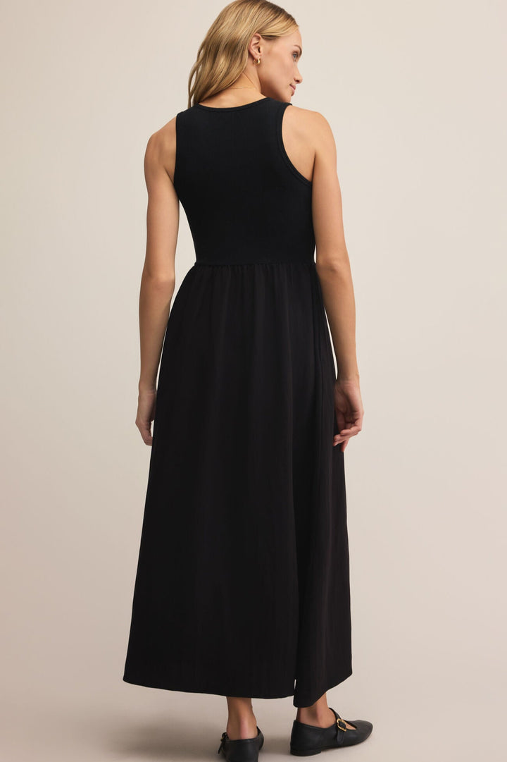 Charlotte Rib Midi Dress - Black