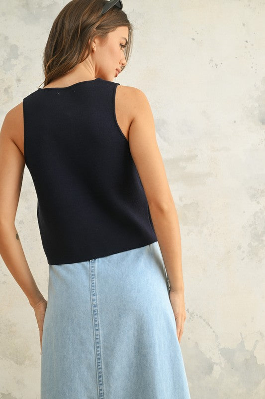 Aimee Knit Vest - Dark Cobalt