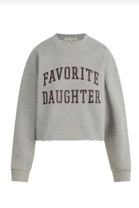Cropped Collegiate Sweatshirt - Heather Grey/Burgandy