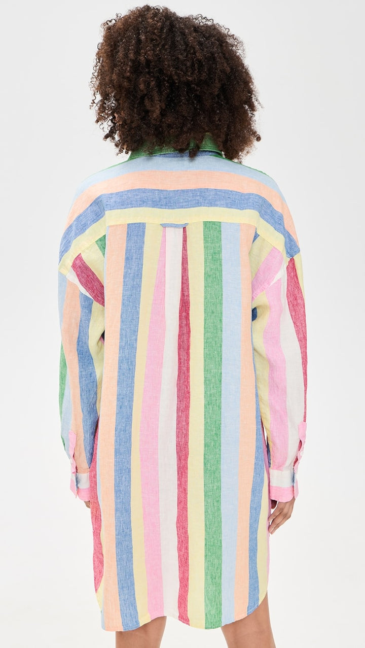 Laguna Linen Mini Shirtdress - Sunbeam Stripe