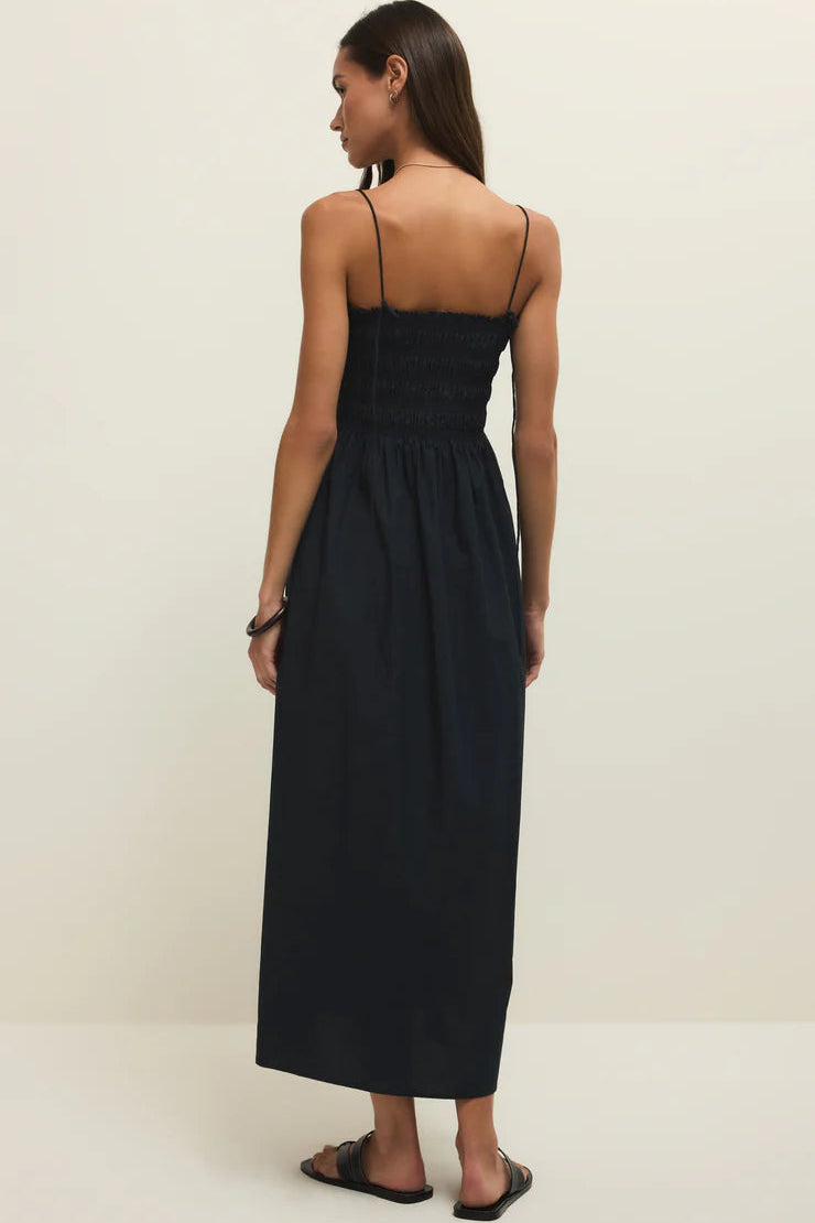 black midi poplin dress Veronica Beard Lisette Cotton Poplin Midi Dress | Black