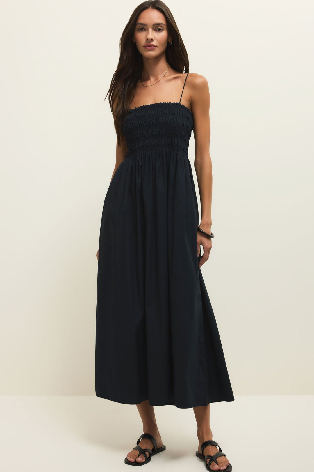black poplin midi dress Karen Millen Poplin Belted Midi Dress in Black