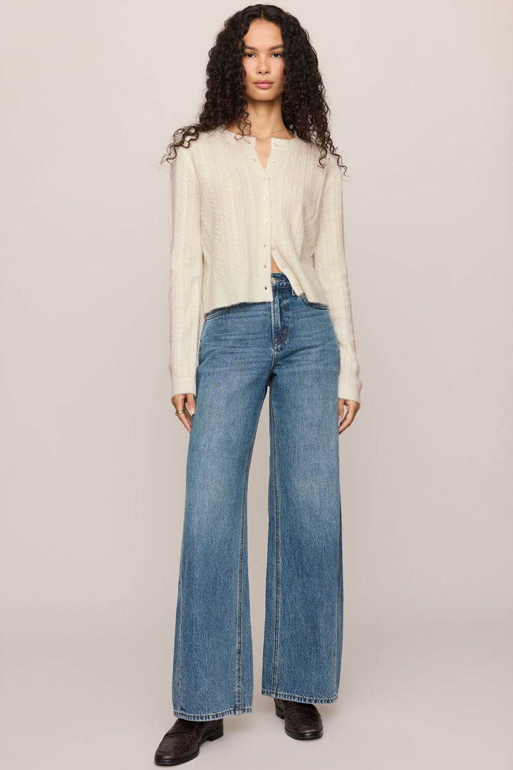 Medina Pointelle Cardigan - Cloud