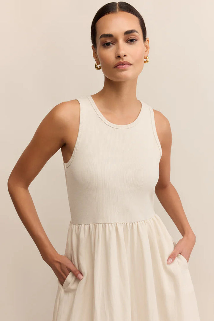 Charlotte Rib Midi Dress - Crystal