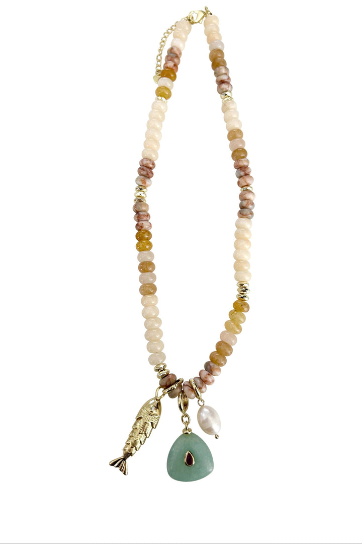 Elikai Beaded Triple Charm Necklace