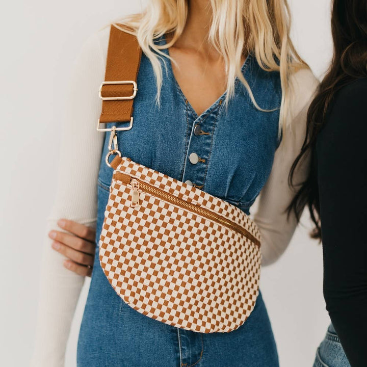 Keara Woven Crossbody Checkered - Tan