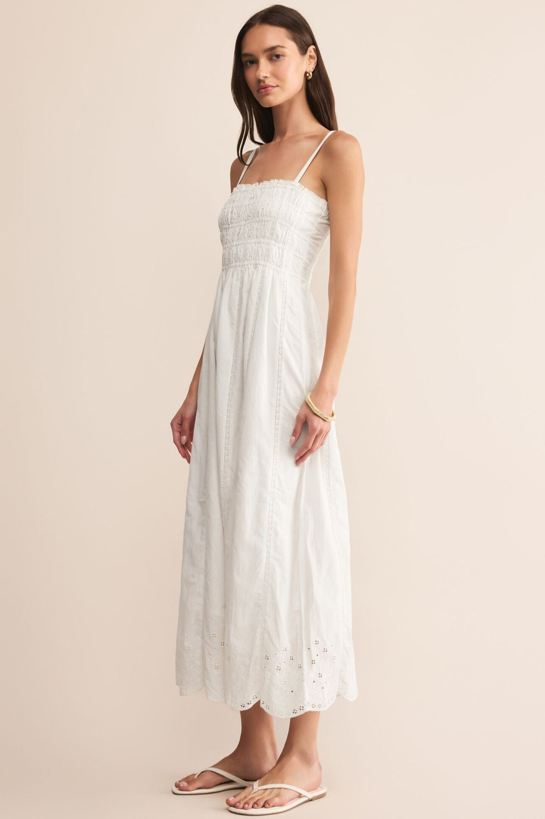Dani Embroidered Midi Dress - White