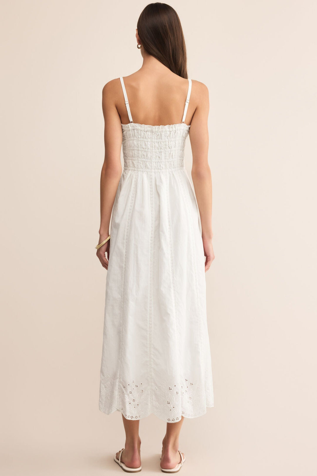Dani Embroidered Midi Dress - White