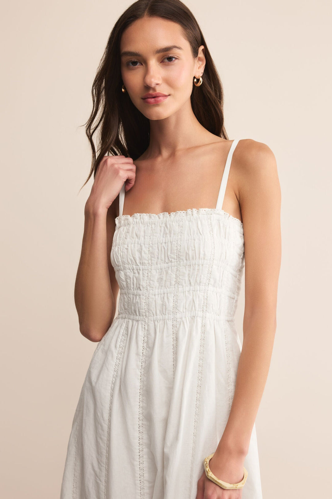 Dani Embroidered Midi Dress - White