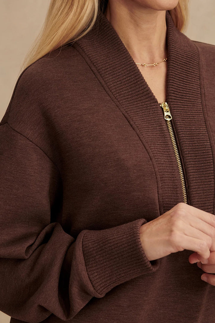 Sally Half Zip Sweat - Coffee Bean Marl