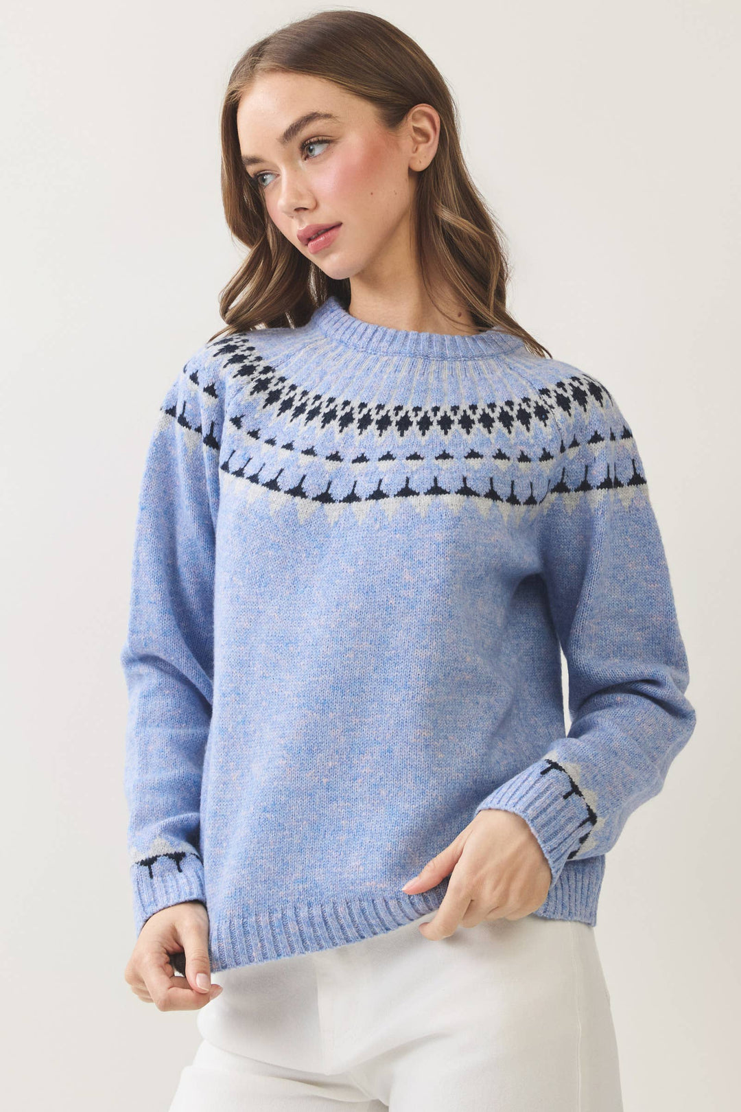 Piper Fair Isle Sweater - Light Blue