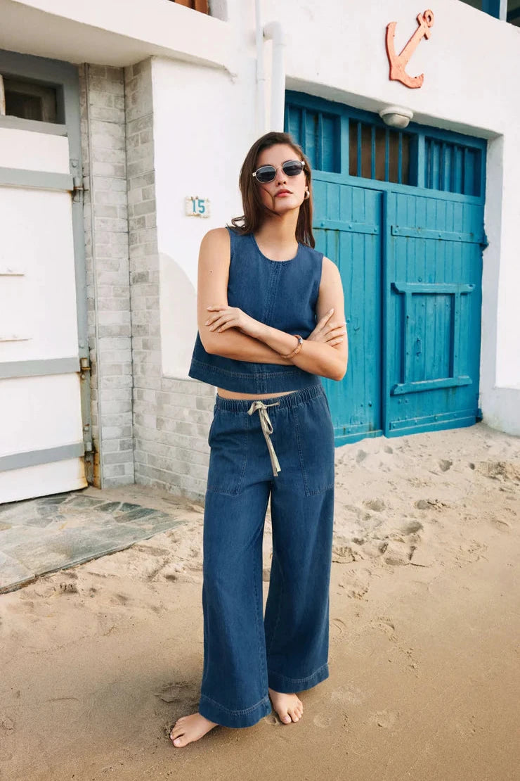 Sun Seeker Denim Tank - Deep Water