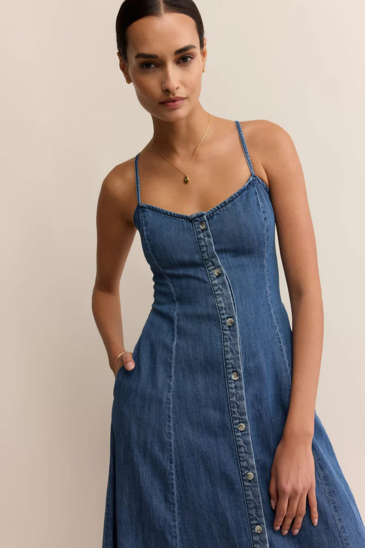 Angel Eyes Denim Midi Dress - Medium Indigo