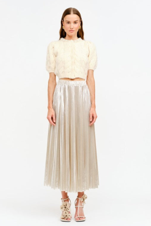 Alessandra Champagne Pleated Skirt