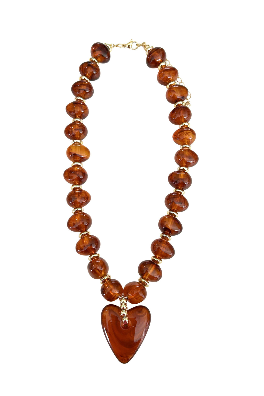 Athens Tortoise Beaded Necklace with Heart Charm