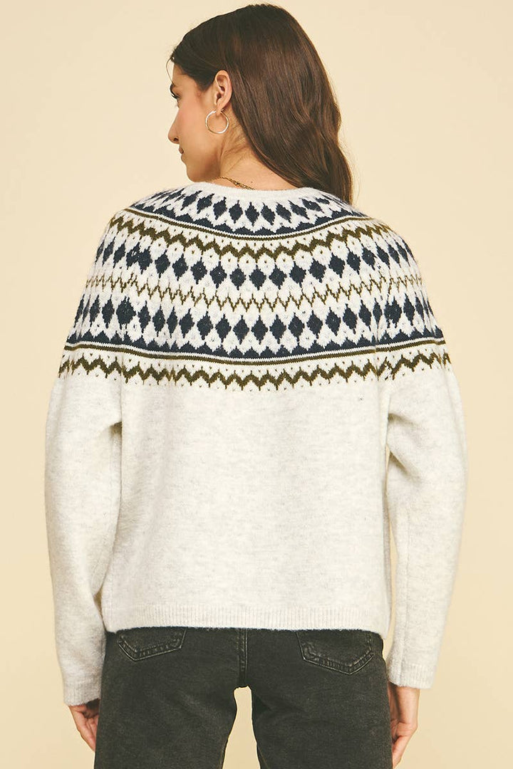 Piper Fair Isle Sweater - Heather Grey