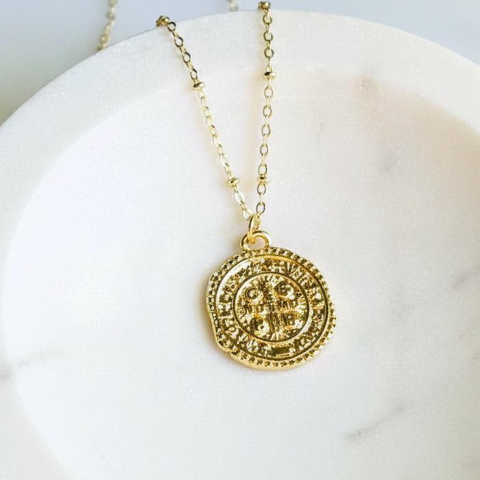 Vale Gold Coin Necklace: 16 inch