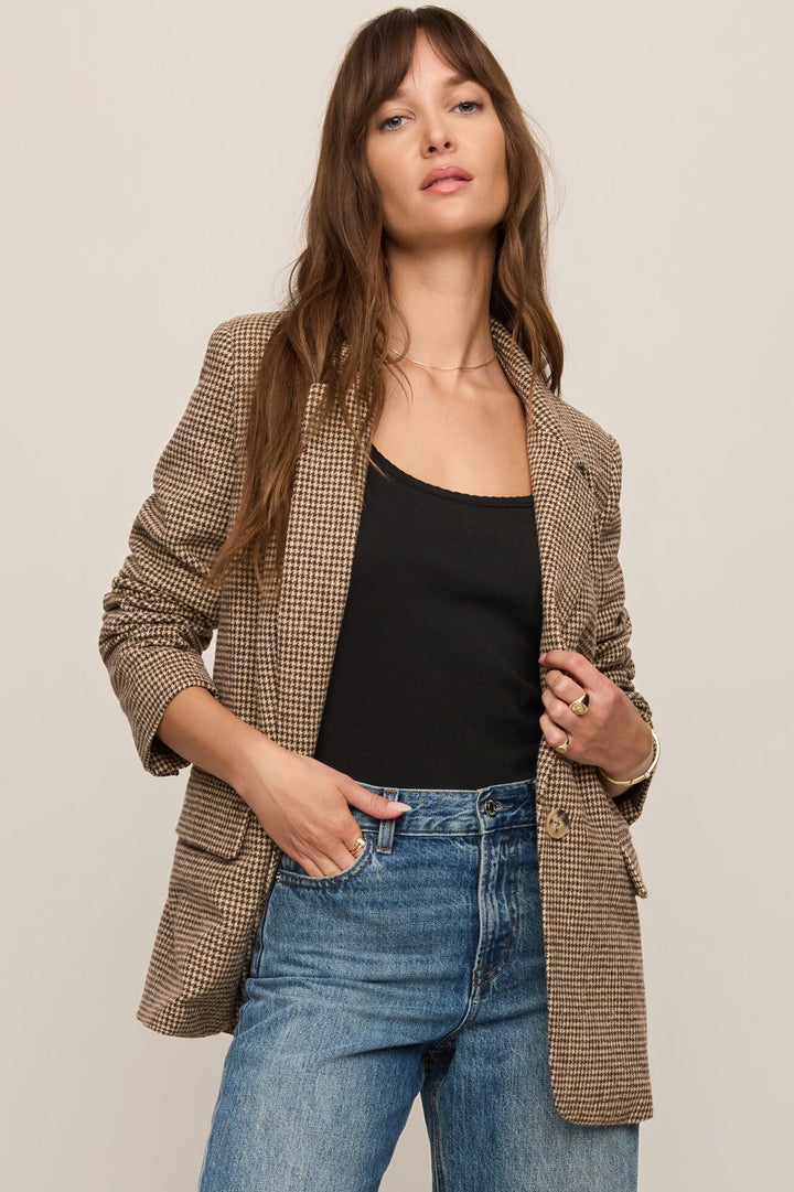 Evan Houndstooth Blazer - Dark Chocolate