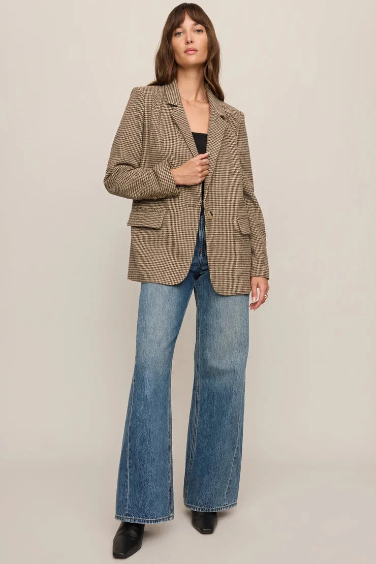 Evan Houndstooth Blazer - Dark Chocolate