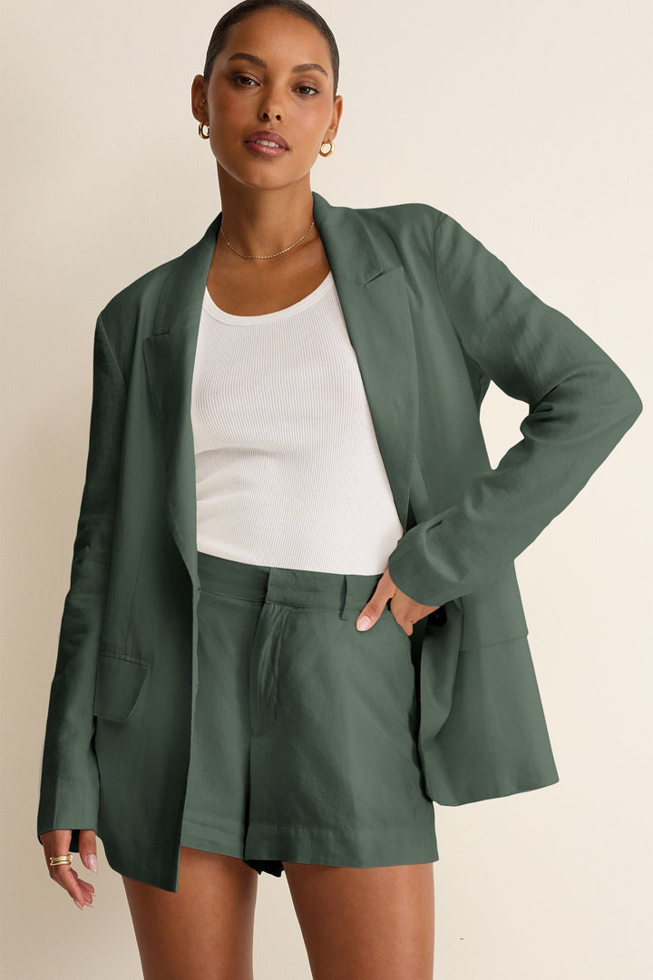 Evan Linen Blazer - Everglade