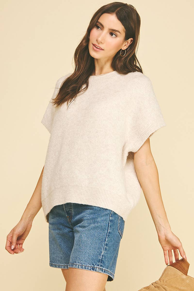 Emery Short Sleeve Sweater - Shell