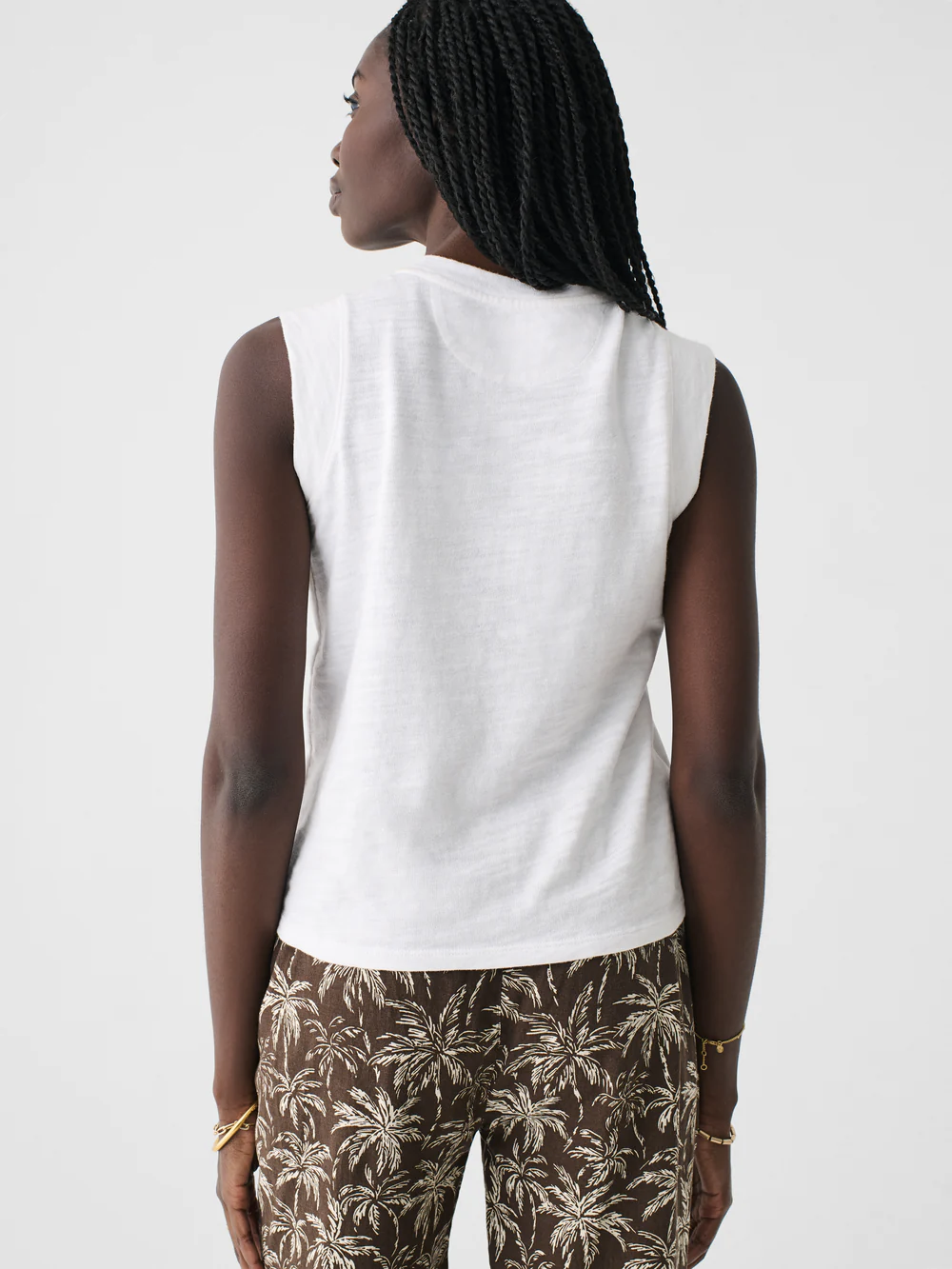 Kara Sunwashed Slub Muscle Tank- White